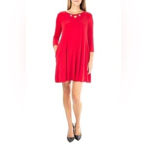 NINA LEONARD Ladies Hardware Neck Long Sleeve Dress Size XS